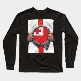 Tonga Flag English Flag Ripped - Gift for Togan From Tonga Long Sleeve T-Shirt